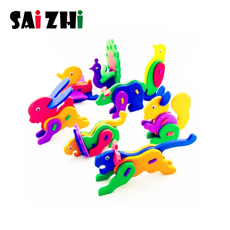 Saizhi Kids Puzzels Speelgoed Eva 3D Creatieve Diy Handgemaakte Intelligentie Ontwikkeling Dieren Puzzel Speelgoed Voor Kinderen SZ3036