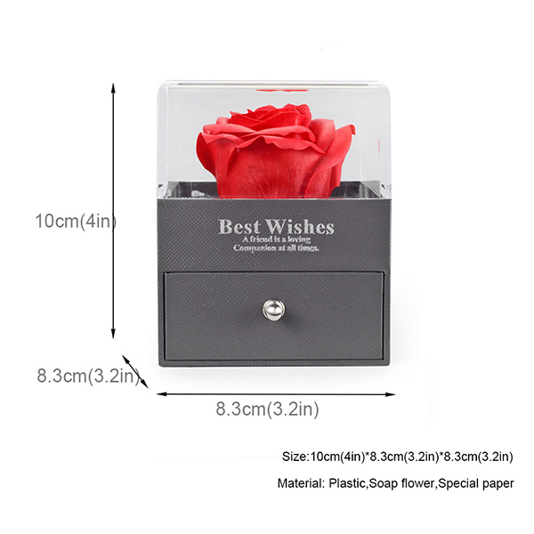 Evig rosenblomst med ringkasse smuk smykkeskrin til bryllup valentinsdag mors dag: Default Title