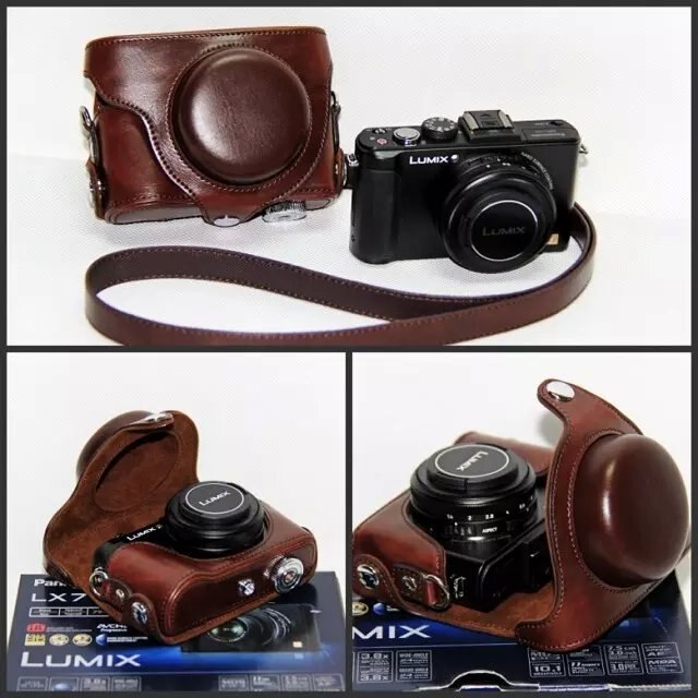Étui de protection pour appareil photo Panasonic Lumix DMC LX5 LX7 LX3, housse de protection café,
