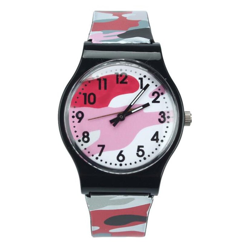 Kinderen Relogio Masculino Camouflage Horloge Quartz Horloges Voor Meisjes Jongen Voor Kinderen Saat: Rood