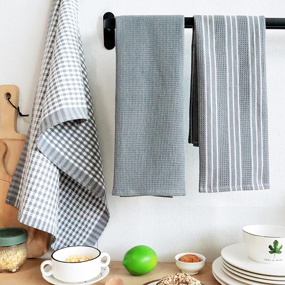 Paños de cocina de tejido de gofres 100% algodón, toallas de secado rápido absorbentes ultrasuaves, vajilla para el hogar, paquete de 3: Rojo