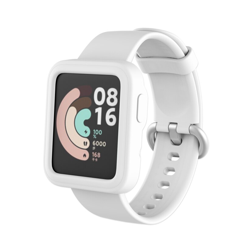 Coque de protection en Silicone souple pour Xiaomi Mi Watch Lite, cadre de bord, coque de protection antichoc pour étuis de montre Redmi: Strap-Case white