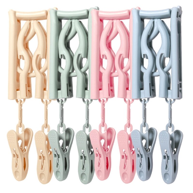 Opvouwbare Hanger Antislip Draagbare Reizen Kleerhanger Wasknijper Met Clips Q84D