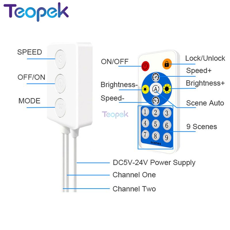 SP601E Bluetooth LED Controller Dual Output Signal Built In Addressable Pixels LED RGB Strip Music Controller IOS/Android App
