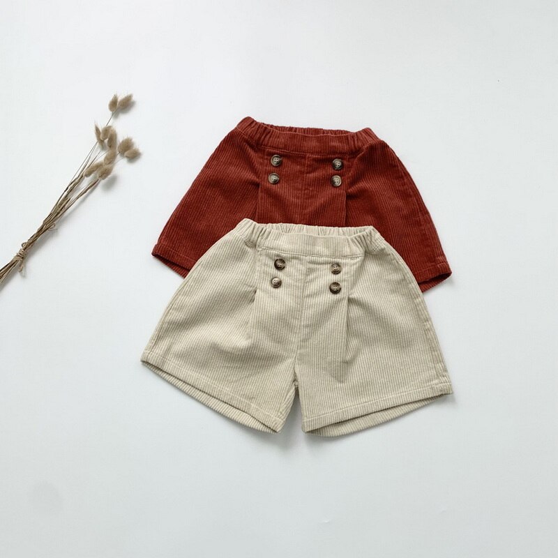 2021 New Winter Kids Girls Shorts albicocca rosso elastico in vita pantaloni in velluto a coste pantaloni per bambini abiti di moda E0529