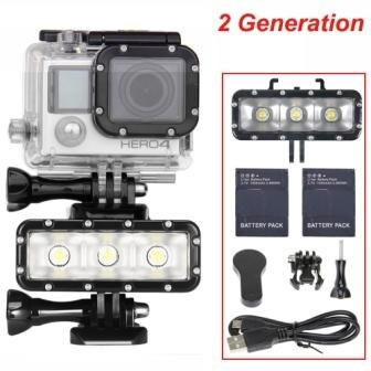 Lampe de poche LED sous-marine de plongée lampe vidéo pour GoPro Hero7 hero5 3 + 4 4 S pour Xiaomi yi 4 K Lite SJCAM SJ4000 SJ6 Mijia EKEN H9: 2 Generation Light