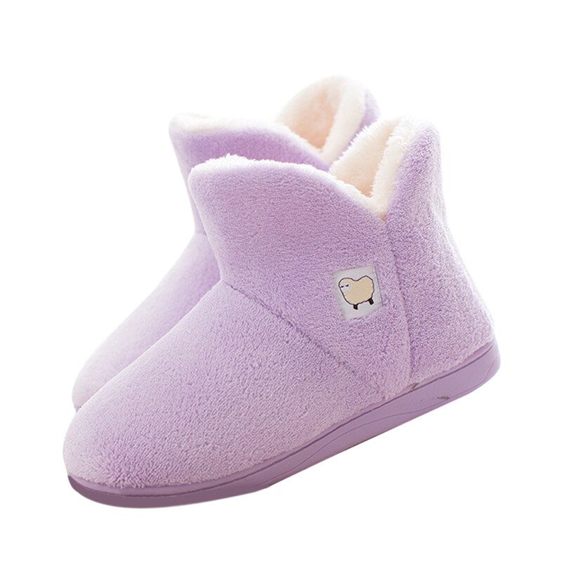 Bottines d'hiver pour femmes, chaussures plates en peluche pour garder au ,: purple / 36-37