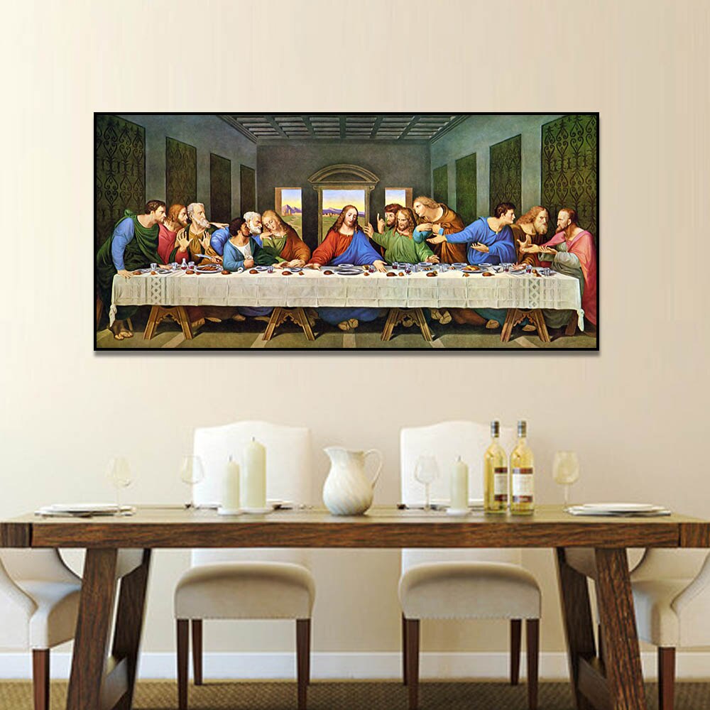 Pintura en lienzo para decoración de la pared de la sala de estar, carteles e impresiones de la Última Cena cristiana