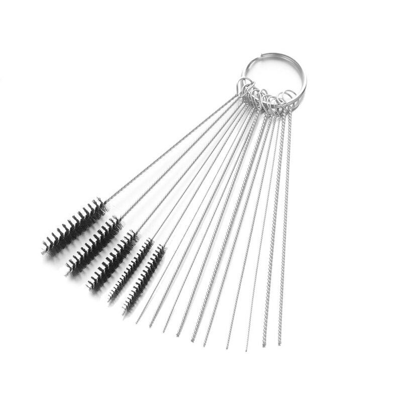 Carburetor Carbon Dirt Jet Cleaner Tool Kit 10x Cleaning Needles With 5x Brushes
