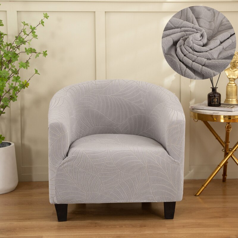 Club Stoel Hoes Stretch Vat Stoelbekleding Jacquard Bad Stoel Kussenovertrekken Zachte Spandex Fauteuil Sofa Cover Verwijderbare: LIGHT GRAY