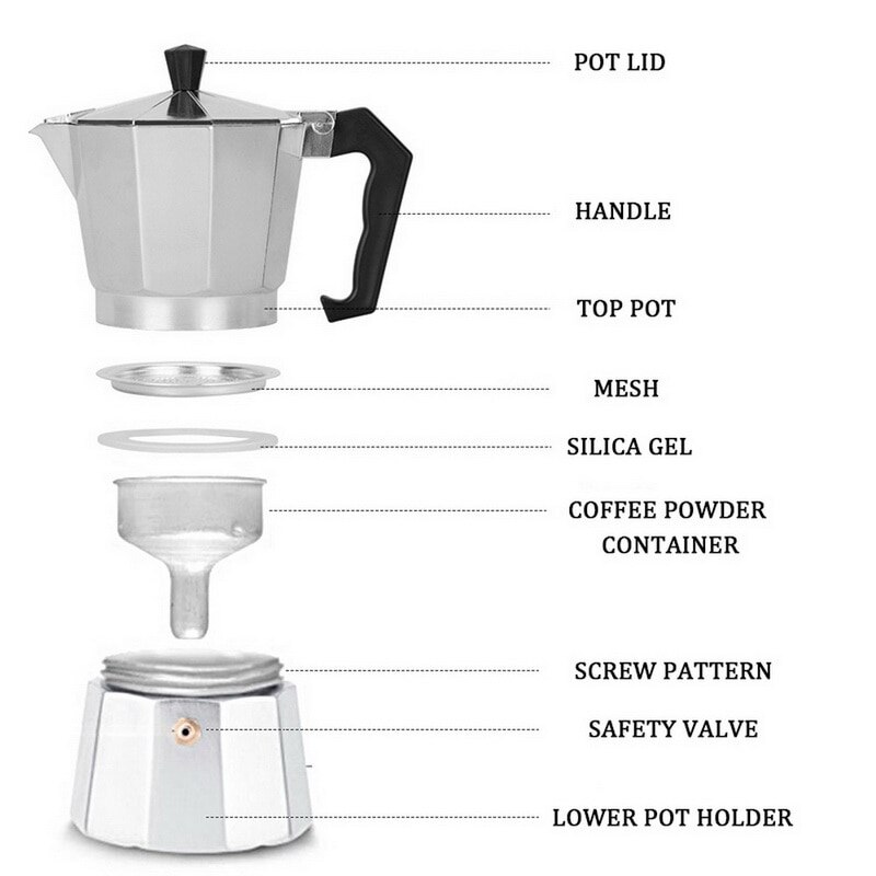 Geyser kaffebryggare 304 rostfritt stål expresso induktion cafetera kaffe moka kruka maskin spis