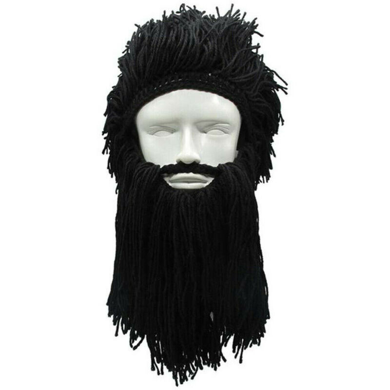 Newest Personality Crazy Winter Warm Cosplay Wig Ski Mask Caps Viking Beard Hat Barbarian Beanie Beard Hats