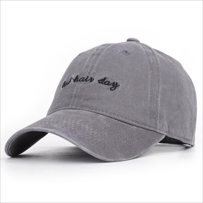 Baseballpet borduurwerk katoen gewassen verstelbare snapback pet bad hair day dames heren hiphop vader hoeden panama: Grijs