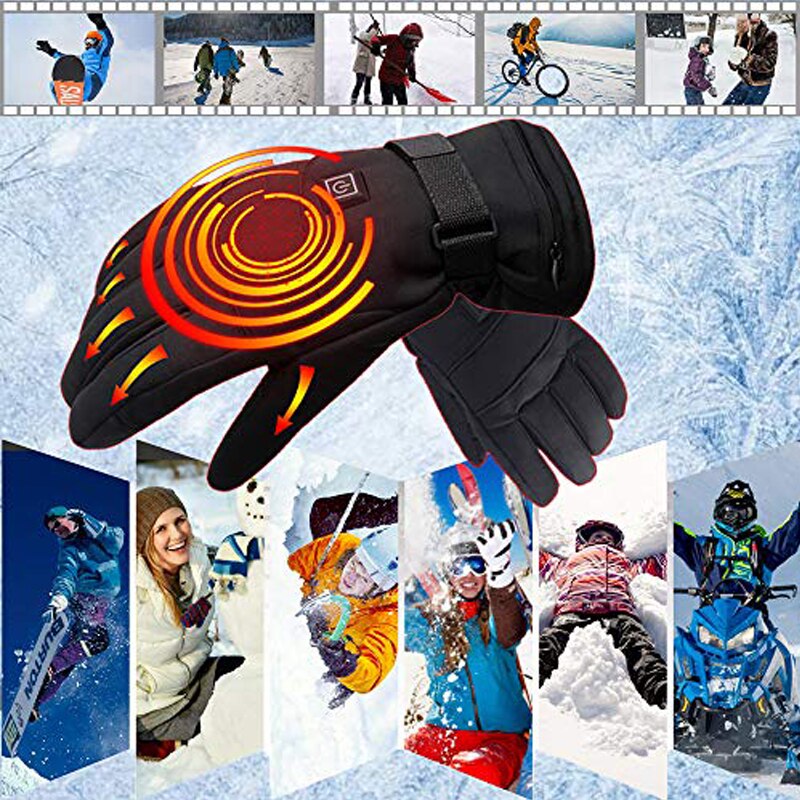 Uppvärmda handskar med batteri helfingerhandske för skidåkning vandring klättring körning batteri uppvärmda handskar uppladdningsbar batterihandske
