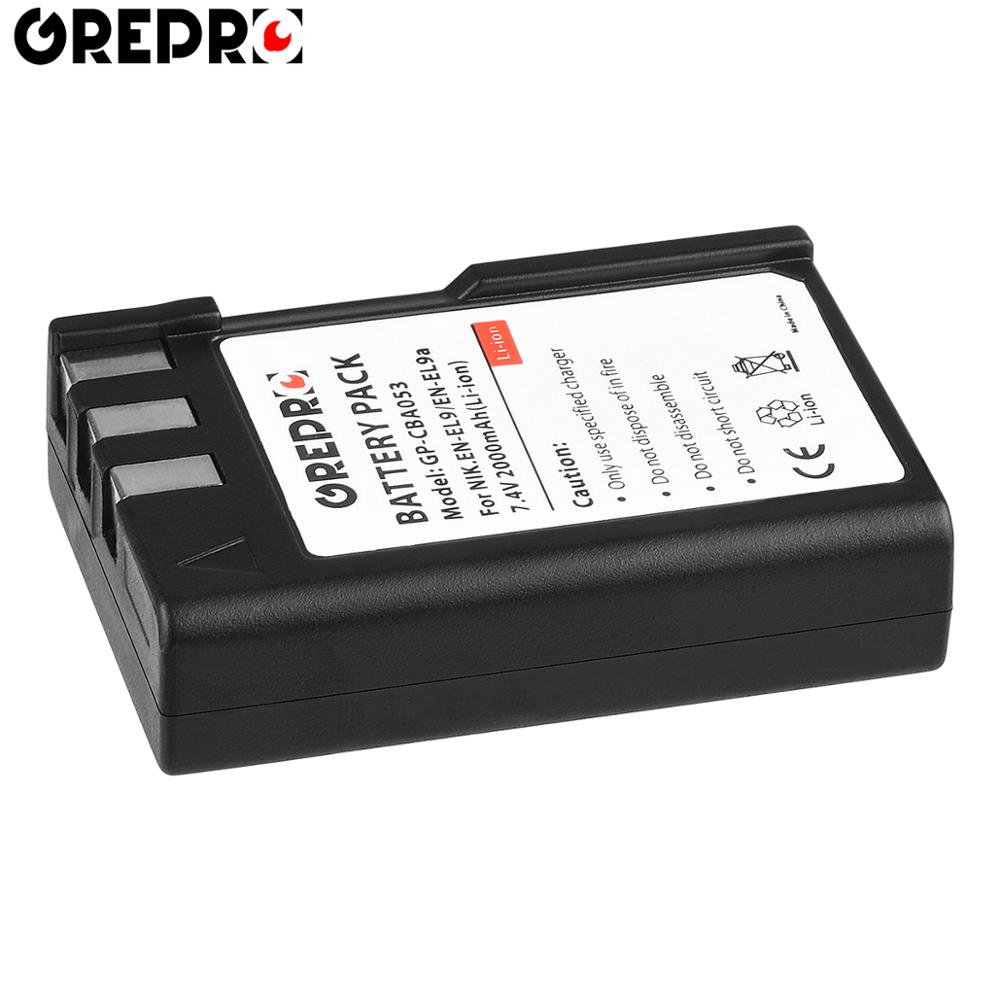 Batería de ion de litio para cámara Nikon EN-EL9 EN EL9 EN-EL9a EN EL9a EL9a, Cargador USB LCD para cámara Nikon EN-EL9a D40 D60 D40X D5000 D3000, 2000mAh