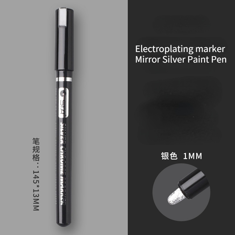Galvanik Spiegel Silber Farbe Stift Hand-reparatur Chrom-überzogene Metall Wasserdichte Reifen Keramik berühren-hoch Farbe 1mm/2mm Feder: 1mm