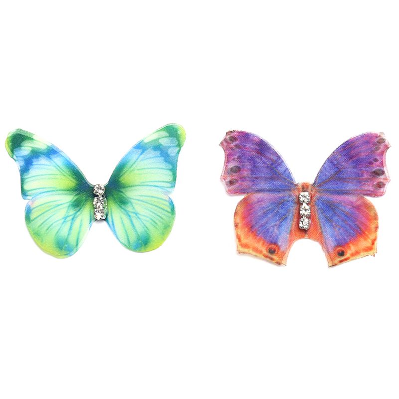 Apliques de mariposa de tela de Organza de Color degradado, 38Mm, mariposa de gasa translúcida para decoración de , adorno de muñeca, 50 Uds.