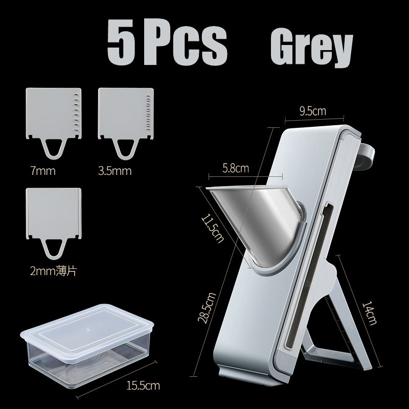 Mandoline Fruit Vegetable Meat Multifunctional Slicer Cutter Chopping Safe Slice Cutter Paper Shredder Kitchen Gadget Chopper: Grey