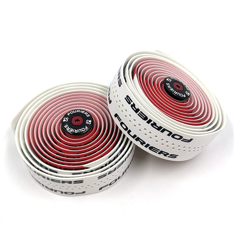 Fouriers Road Fietsstuur Tape Fixed Gear Bike Dubbele kleur Stuurlint Wraps PU Materiaal Fietsstuur Tape: Red White