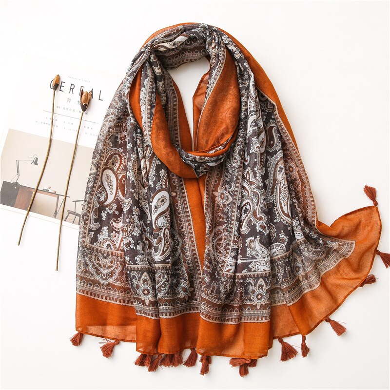 Écharpes automne-hiver pour femmes, châles et écharpes, hijab géométrique aztèque, étole, pashmina, foulards en coton d'hiver musulmans: 3