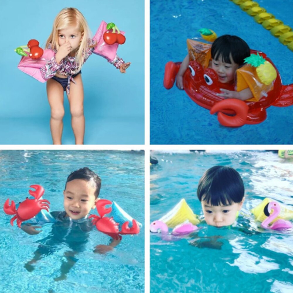 1 par swimmingpool træning spille vand legetøj oppustelige roll-ups flamingo svømning ring arm cirkel arm flyde hjælp børn flyde