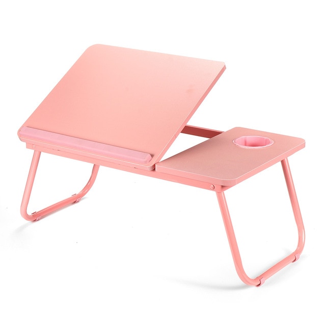 Adjustable Folding Laptop Table Notebook Desk Breakfast Serving Bed Trays Foldable Computer Desk Stand Lazy Bed Tray: pink