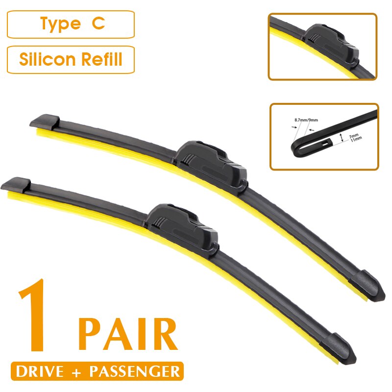 Car Wiper Blade Front Window Windshield Rubber Silicon Refill Wipers For Daewoo Matiz 1998 LHD/RHD 21&quot;+16&quot; Car Accessories: Left Hand Drive / Type C 2116