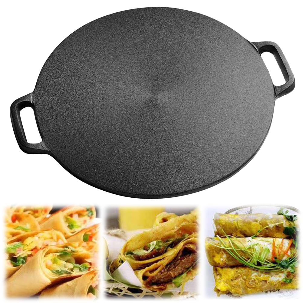 Pannkakspanna pannkaksjärn non-stick pannkaksstekpanna rund pannkaksbakpanna med handtag grillpanna för grillpicknick