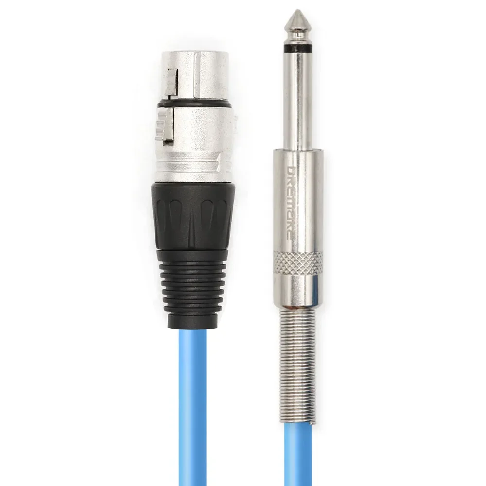 Cable de micrófono , Conector Mono macho de 6,35mm (1/4 ") a 3 pines XLR, Cable de conexión hembra para amplificador de graves de altavoz: Azul / 7,5 m