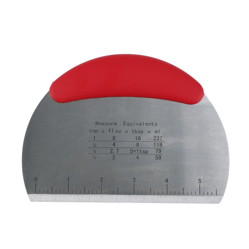 1Pcs Rvs Deeg Cutter Schraper Spatel Brood Mes Met Meting Bakvormen Gereedschap: Rood