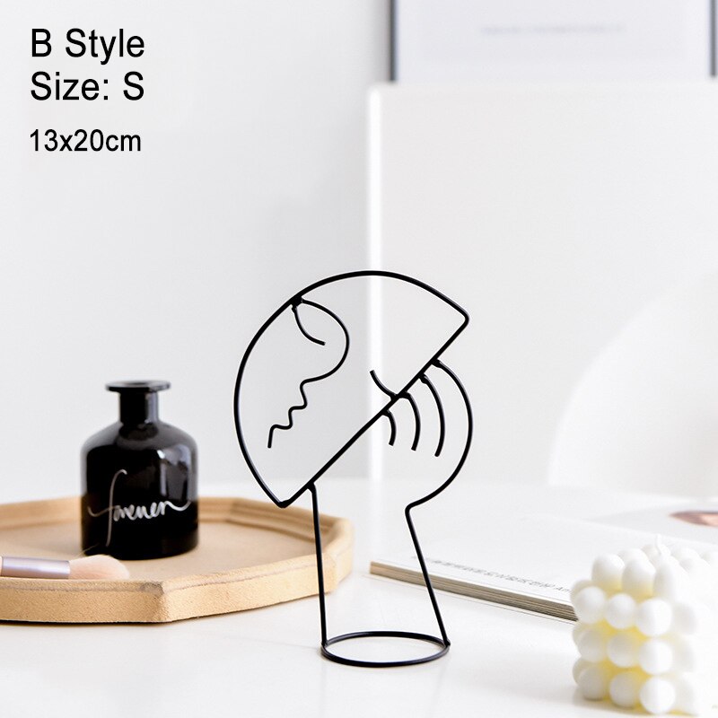 nordisch Schmiedeeisen Ornamente Abstrakte Charakter Skulptur Gesicht Kunst Schmuck Gestell retro Metall Handwerk Linien für Heimat Zimmer Dekor: B-Größe S
