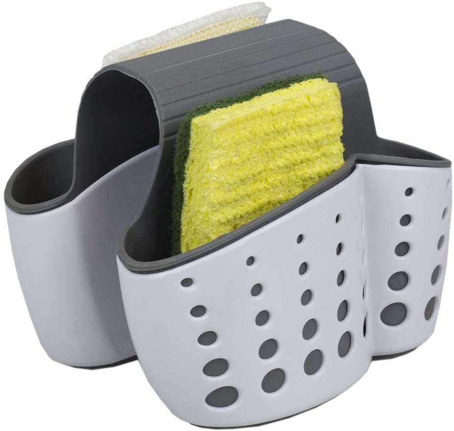 Porte-éponge de selle pour évier Double, égouttoir, blanc/gris