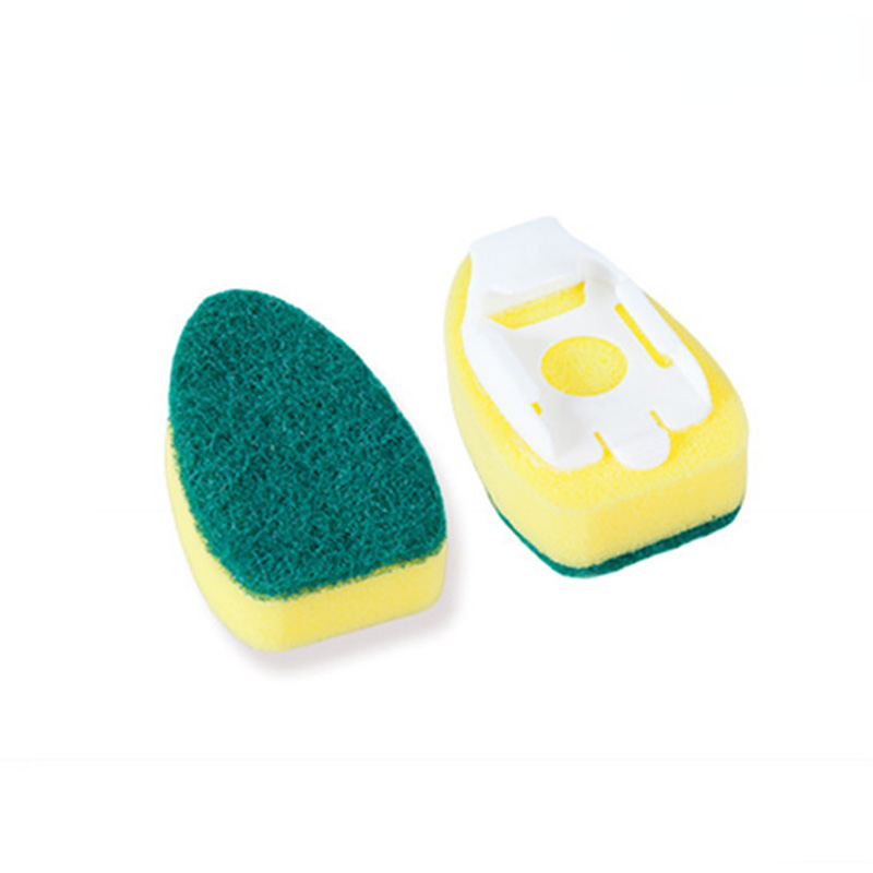 Handle Sponge Magic Sponge Washer Brush Head Kitchen Cleaning Brush Replacement Head Sponge Dish Wash Scrubber Sponge: green