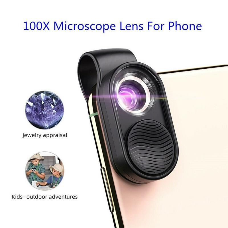 APEXEL 100X Microscope Lens Micro Len High Magnification LED Light Microscopes For iPhone Smartphones Lab Work Jewelry Appraisal