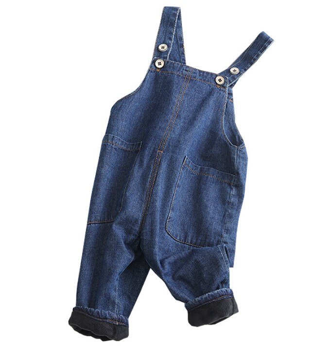 80-100cm winter boys thick warm fleece inside overall 1pc boys romper kids winter romper: 3T