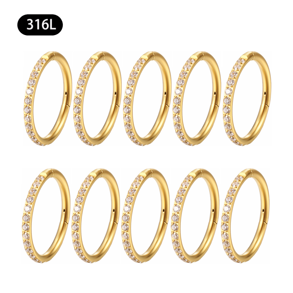 10/50Pc Round Zircon Septum Ring Hoop Cartilage Tragus Helix Small Piercing Nose Ring Earring For Women Body Jewelry Accessorie