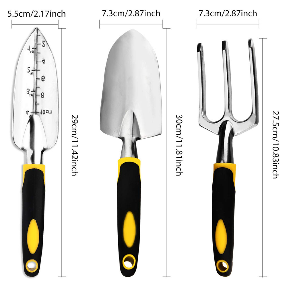 Gartenwerkzeug-Set, 4er-Pack mit Kelle, Cultivator-Handrechen, Transplantationskelle, Gartenhandschuhe zum Jäten, Bodenlockerung