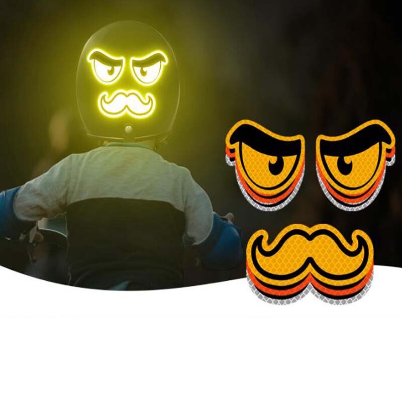 2PCS Eyes Reflective Decal Cartoon Beard Reflective Sticker Safety Warning Tape Flexible Stripes Car Decor Made with 3M
