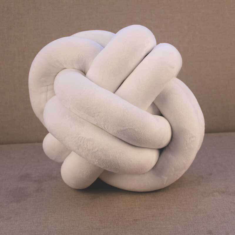 Nordic knot kudde knut kudde kudde knut dekor tupplur kudde knut heminredning nordisk barnrum dekor 25 x 25cm: Vit rund
