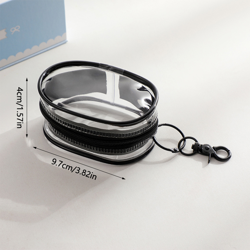 Jewelry Organizer Transparent Storage Box Headphone Pouch Coin Purse Cute Doll Bag Dustproof Case With Keychain: Clear