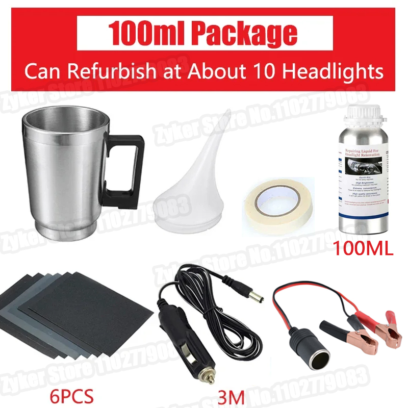 Kit de restauración de pulido de faros de coche, herramienta de cuidado de faros automotrices, juego de restauración de faros, líquido de restauración de faros de coche: Marfíl