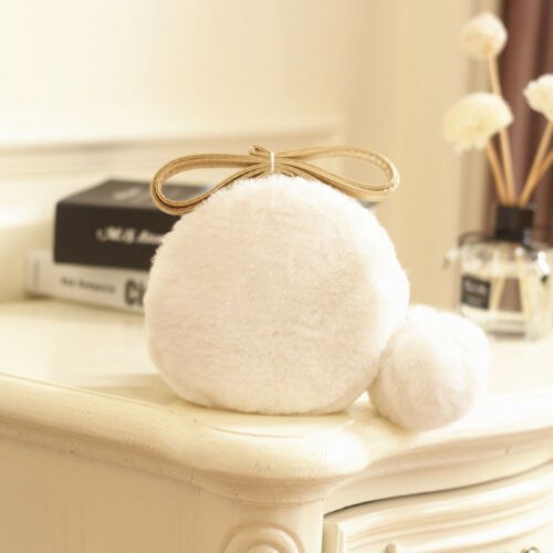 Cute Kids Child Girls Women Solid Faux Fur Crossbody Purse Casual Chain Shoulder Messenger Bag Female: White