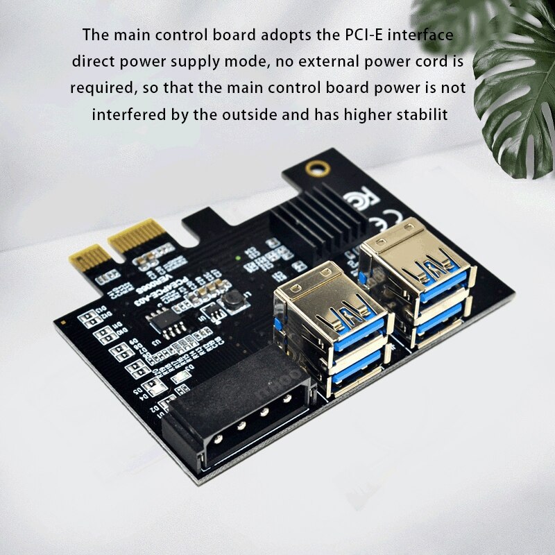 PCI-E 1 to 4 Expansion Card PCI-E 1X to 16X 4 Port Dual Layer USB3.0 Graphics Adapter Expansion Card for BTC Mining