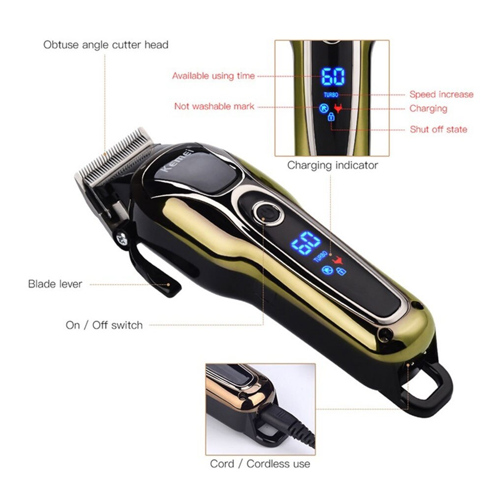 Professionele Tondeuse Mannen Kapper Oplaadbare Lcd T Blade Snijmachine Baard Trimmer Elektrische Scheerapparaat Cordless Haar Snijder