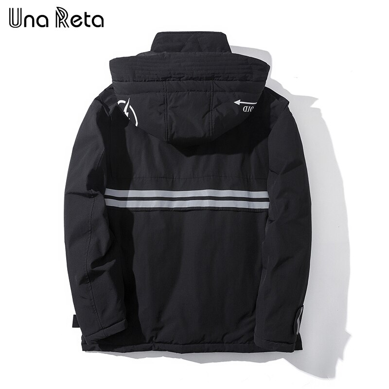 Unareta vinterjacka kappor män casual huvjackor herr hiphop reflexremsor parkarock lös kappa man
