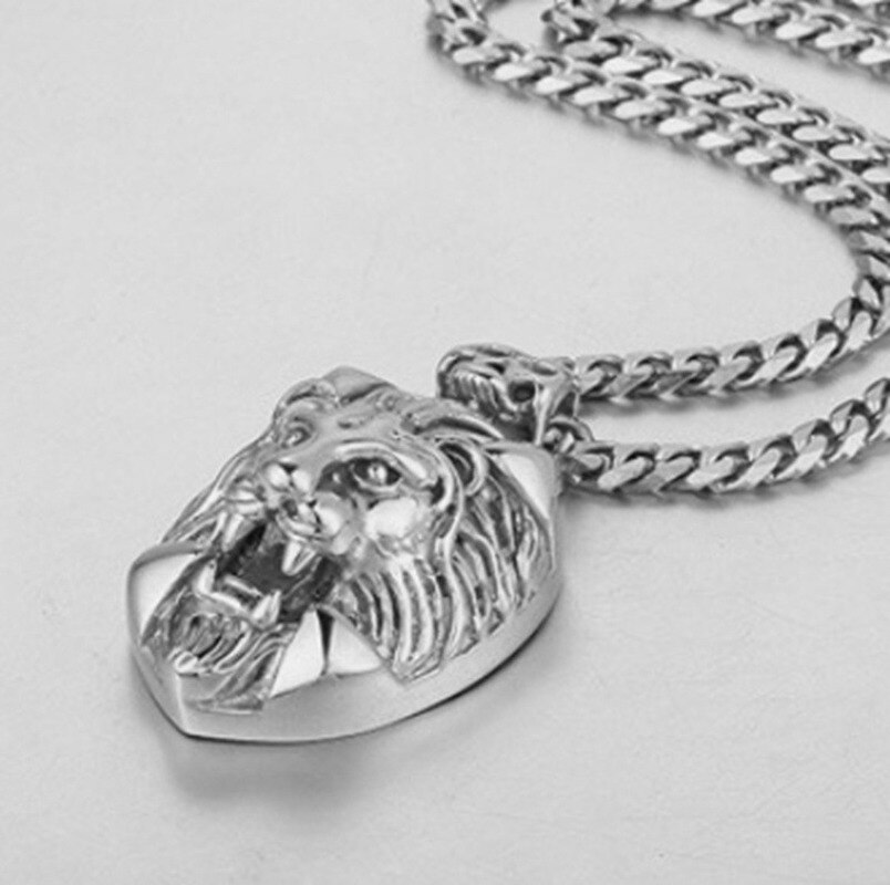 Hommes Style Punk personnalité gothique Lion pendentif collier gourmette cubaine chaîne or collier