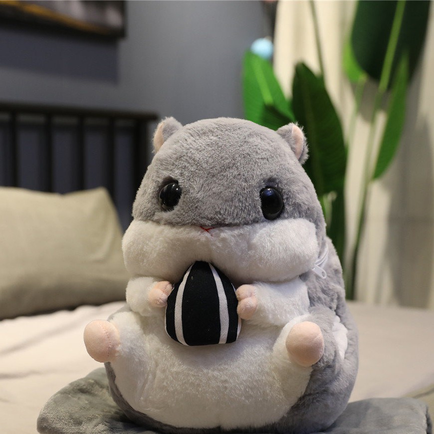 Söpö hamsteri pehmolelu 3 in 1 monitoiminen hamsterin käsilämmitin peitolla lelu hamsteri tyyny lasten lelut syntymäpäivä lapselle: Lelu peitolla / Vaalean harmaa