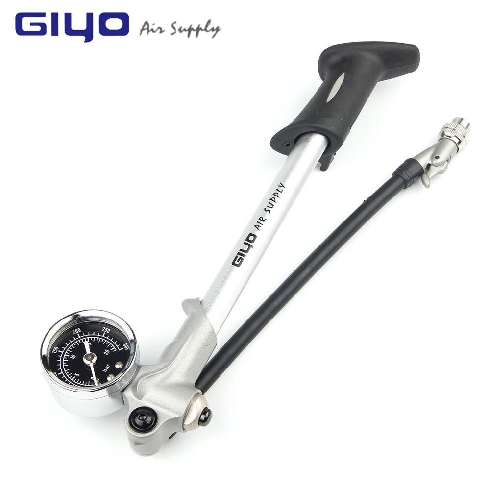 Cykel højtrykspumpe 300 psi cykel luftstødpumpe til gaffel & baghjulsophæng mtb landevejscykel instrument luftpumpe mini av/fv: Hvid