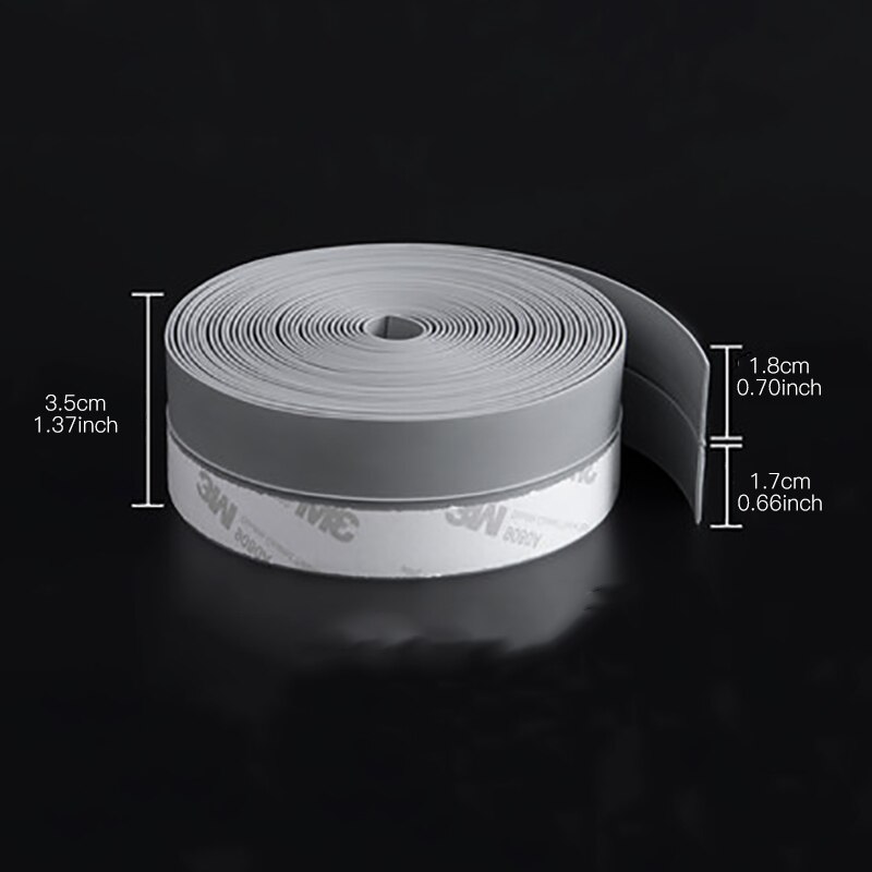 3 Meter Zelfklevende Deurafdichting Strip Siliconen Onderkant Deur Seal Geluidsdichte Deur Windows Weer Strippen: Grijs / 45 Mm
