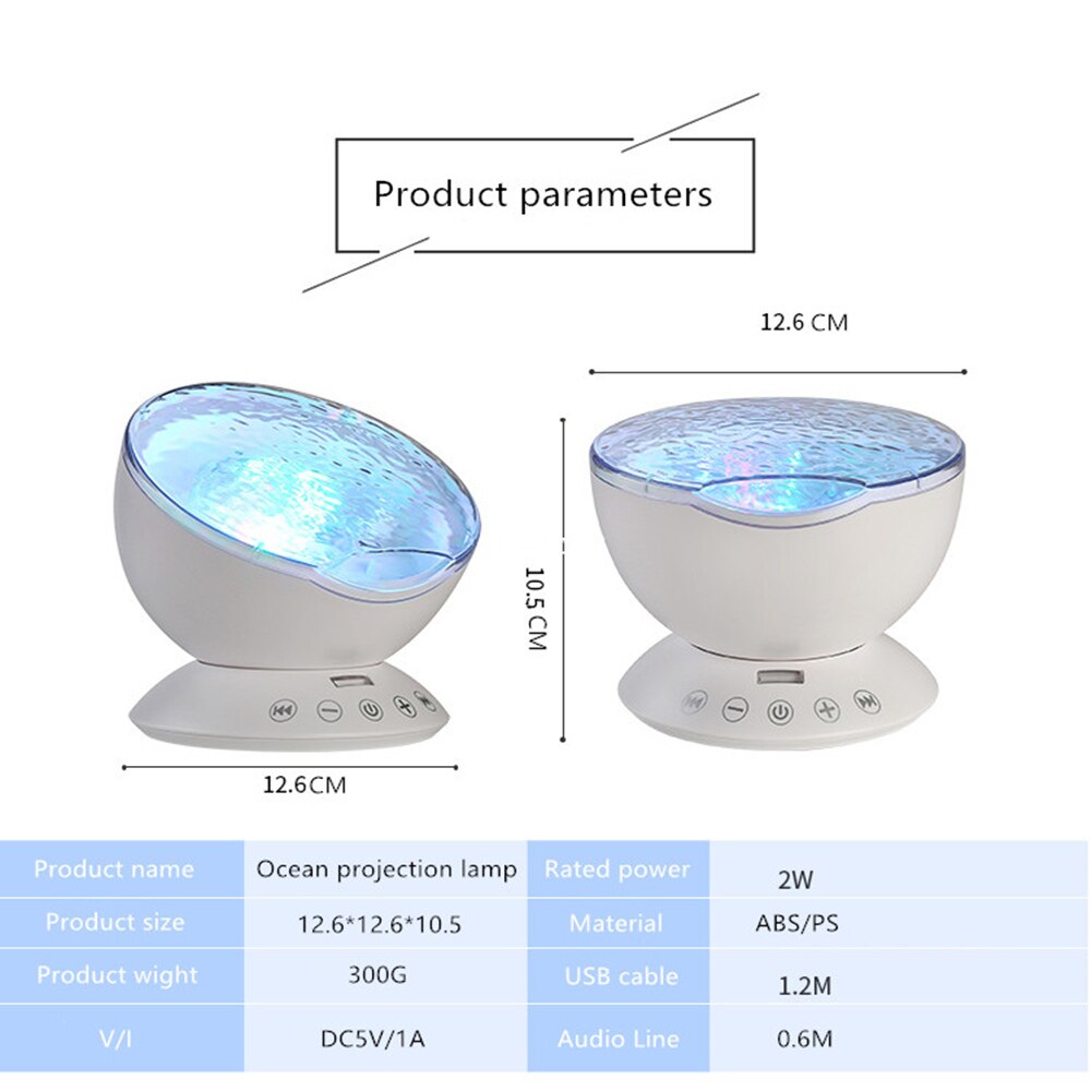 7 kleuren led nachtlampje hemel afstandsbediening oceaan golf hemel projector met mini muziek nieuwigheid babylamp voor kinderen
